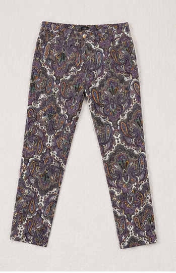 Pantalón Recto Estampado Paisley de Tiro Alto