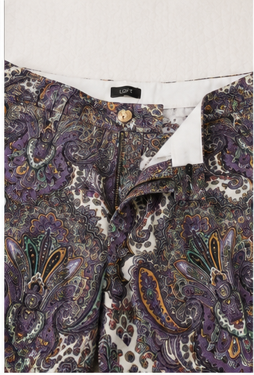 Pantalón Recto Estampado Paisley de Tiro Alto