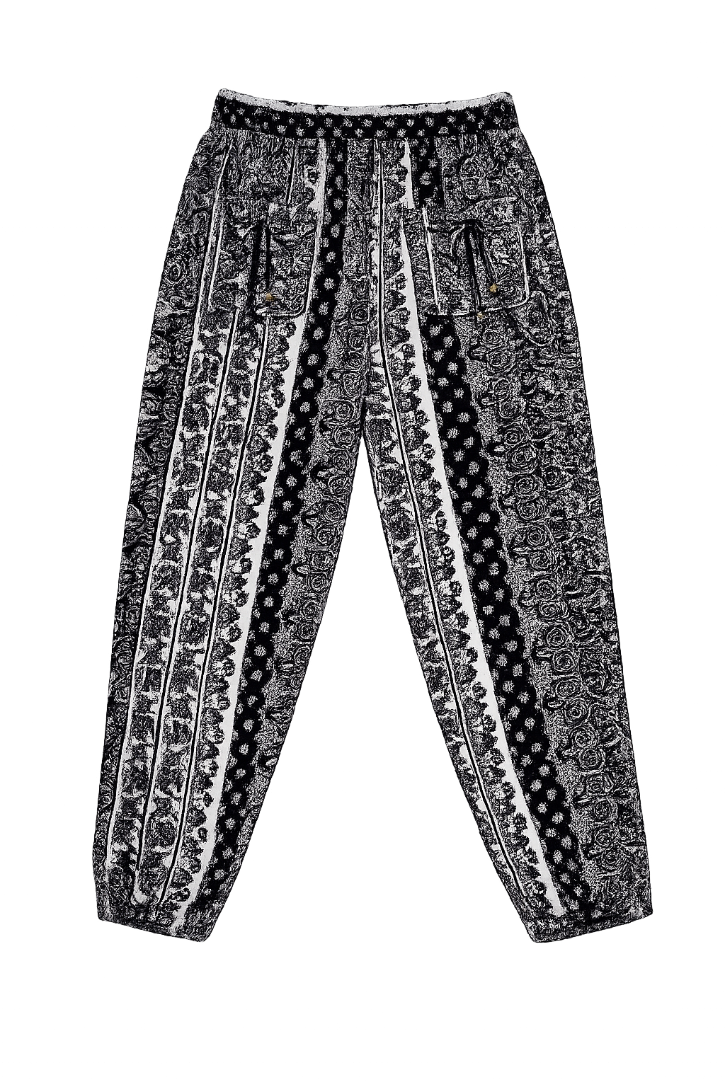 Pantalón Estampado Tribal – Blanco y Negro