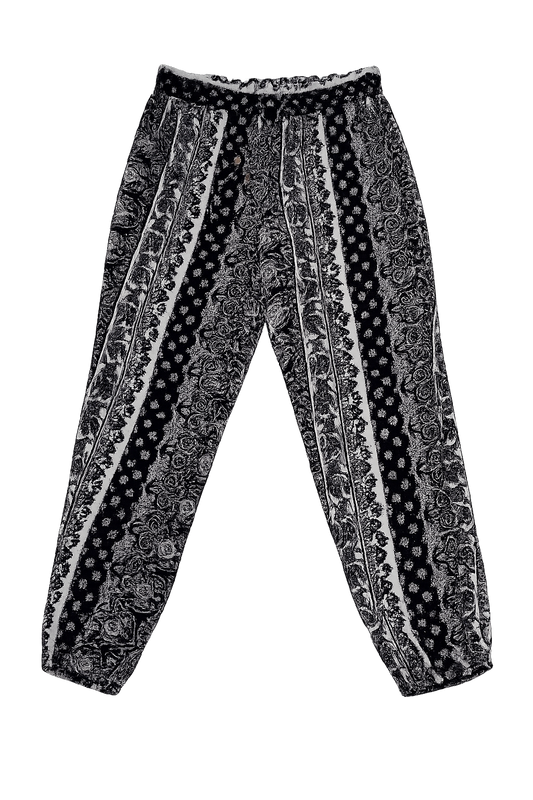 Pantalón Estampado Tribal – Blanco y Negro