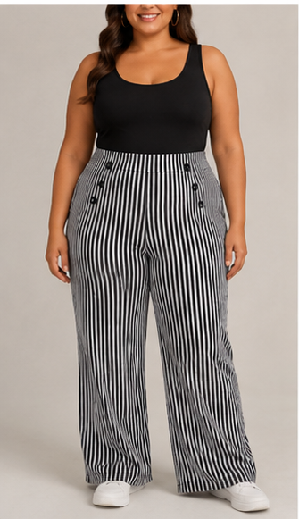 Pantalón Palazzo de Rayas de Tiro Alto