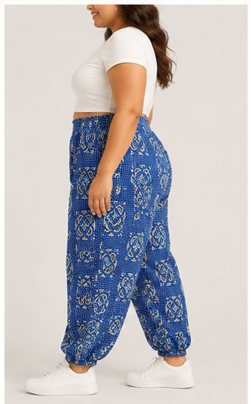 Jogger Azul con Estampado Bohemio