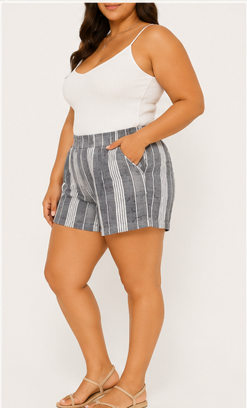 Short de Rayas Verticales Gris para Mujer