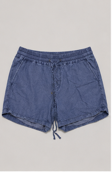 Short Tipo Chambray con Cintura Elástica y Cordón Ajustable