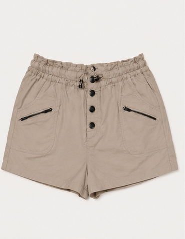 Short Cargo Beige de Tiro Alto para Mujer