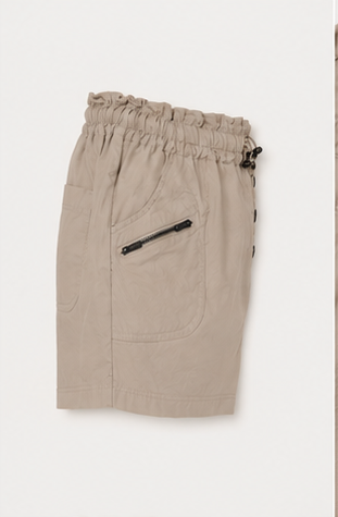 Short Cargo Beige de Tiro Alto para Mujer
