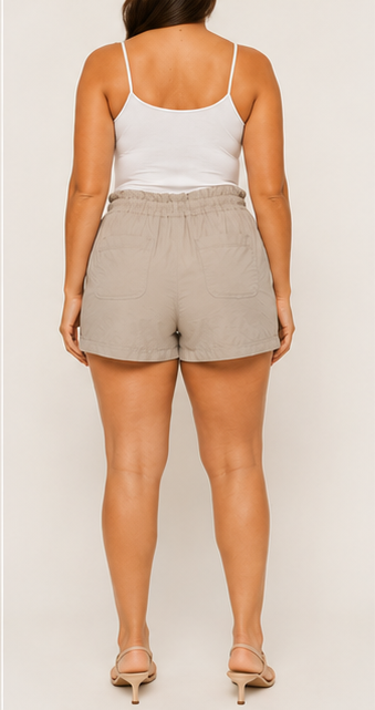 Short Cargo Beige de Tiro Alto para Mujer