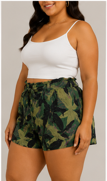 Short Estampado Tropical con Cintura Elástica