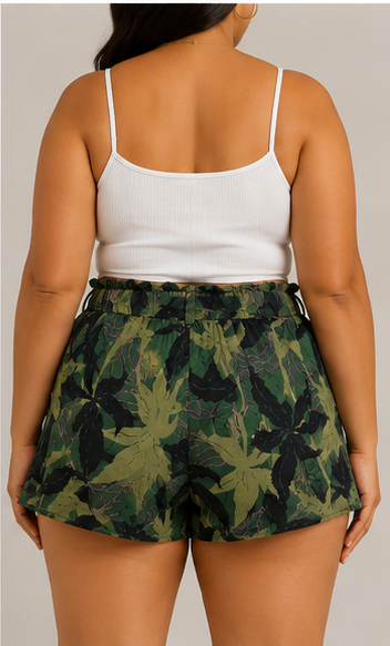Short Estampado Tropical con Cintura Elástica