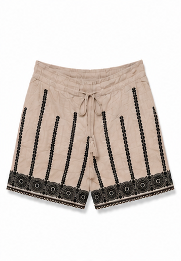 Short Beige con Bordado Decorativo para Mujer