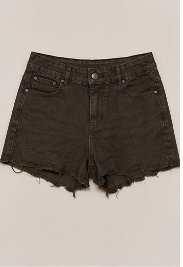 Short de Mezclilla de Tiro Alto con Dobladillo Deshilachado