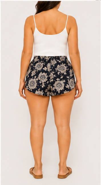 Short Floral Negro para Mujer