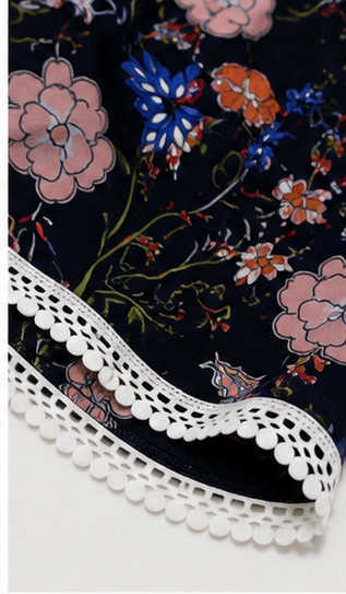 Short Floral con Encaje Decorativo