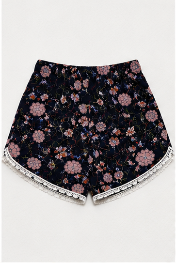 Short Floral con Encaje Decorativo