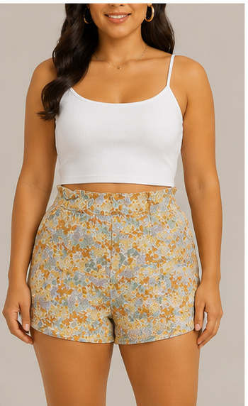 Short Floral de Tiro Alto con Estampado Delicado