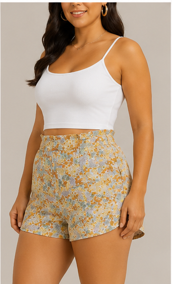 Short Floral de Tiro Alto con Estampado Delicado