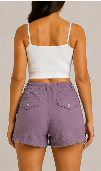 Short Cargo Color Lavanda con Bolsillos