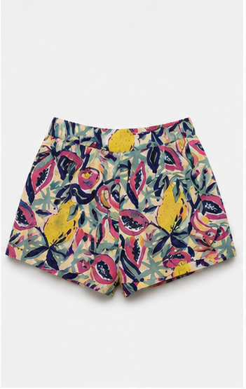 Short Estampado Tropical con Cintura Elástica