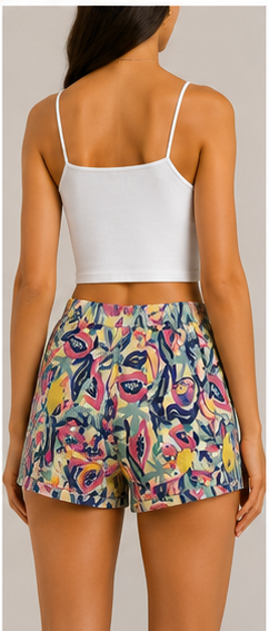 Short Estampado Tropical con Cintura Elástica