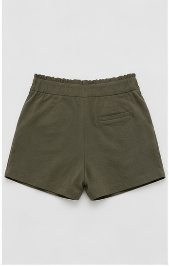 Short de Tiro Alto con Cordón Ajustable Verde Olivo