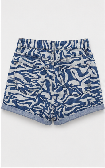 Short de mezclilla con estampado animal print