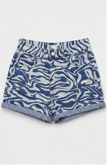 Short de mezclilla con estampado animal print