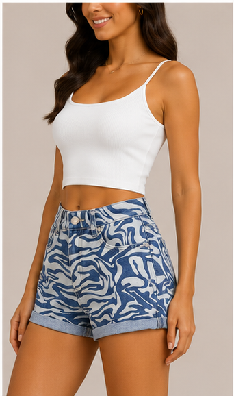 Short de mezclilla con estampado animal print