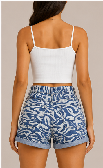 Short de mezclilla con estampado animal print