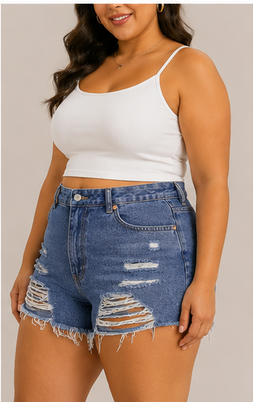 Short de Mezclilla Azul Desgastado