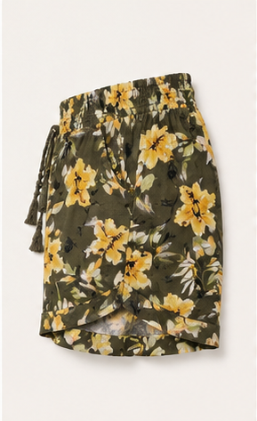 Short Floral Verde Olivo para Mujer
