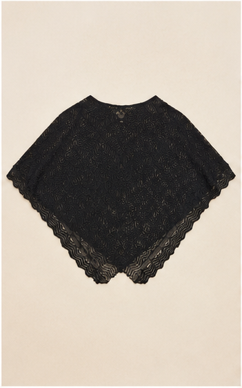 Sobretodo de Encaje Negro Estilo Poncho