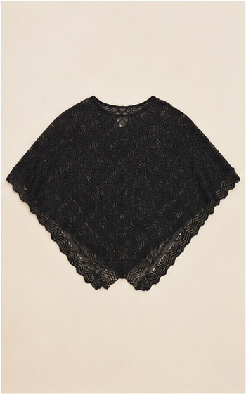 Sobretodo de Encaje Negro Estilo Poncho