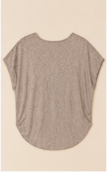 Blusa Casual con Escote de Encaje en Tono Taupe