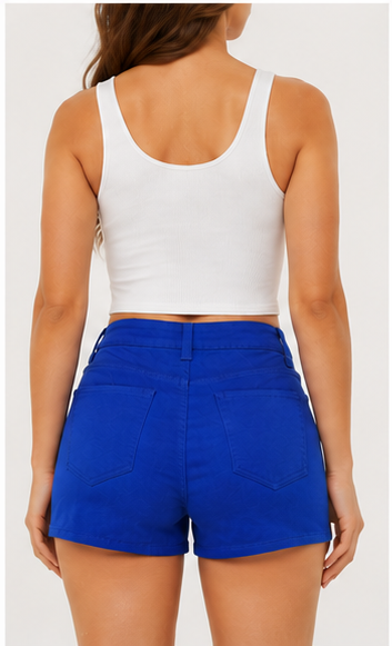 Short de Mezclilla Azul Rey de Tiro Alto