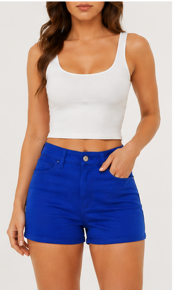 Short de Mezclilla Azul Rey de Tiro Alto