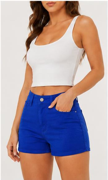 Short de Mezclilla Azul Rey de Tiro Alto