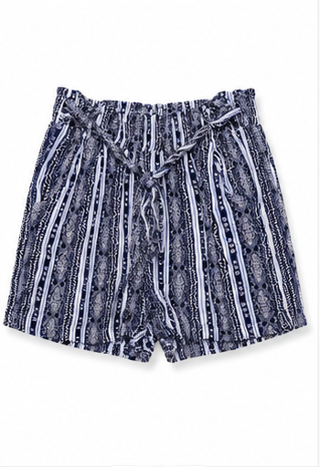 Short Boho Azul con Estampado Étnico