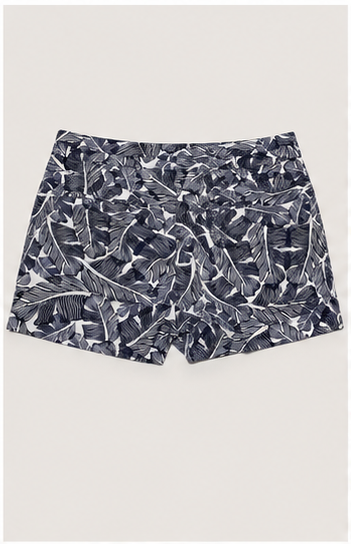 Short Azul con Estampado Botánico