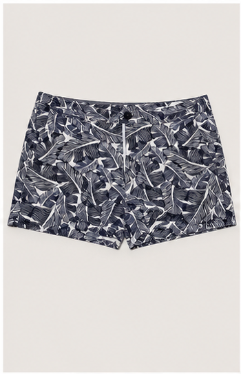 Short Azul con Estampado Botánico