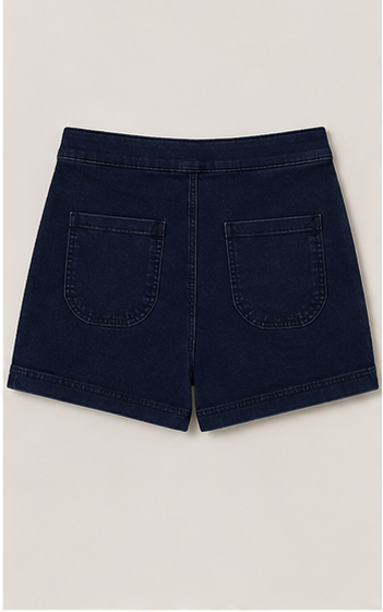 Short Denim Azul Marino de Tiro Alto