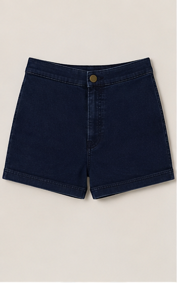 Short Denim Azul Marino de Tiro Alto