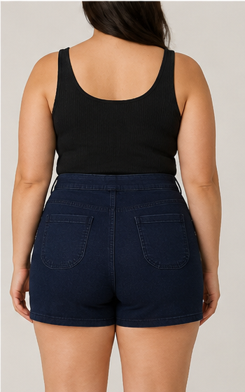 Short Denim Azul Marino de Tiro Alto