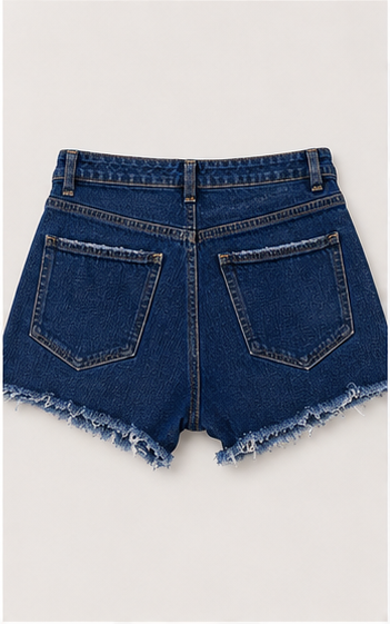 Short Denim con Franjas Laterales Rojas