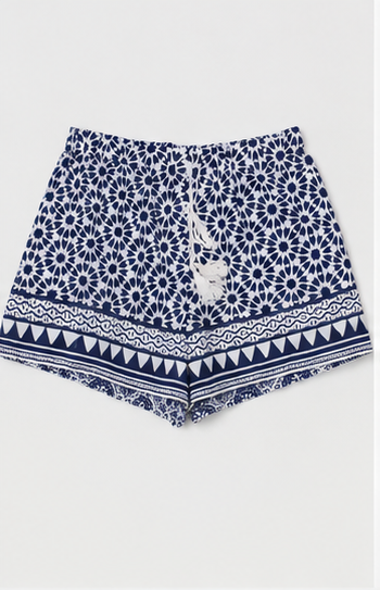Short Estampado Boho con Cintura Elástica y Cordón Ajustable