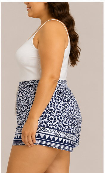 Short Estampado Boho con Cintura Elástica y Cordón Ajustable