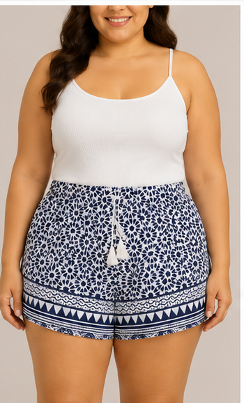 Short Estampado Boho con Cintura Elástica y Cordón Ajustable