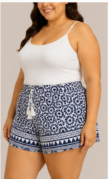 Short Estampado Boho con Cintura Elástica y Cordón Ajustable