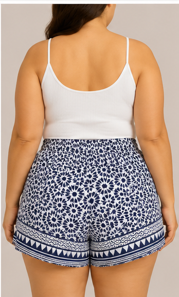 Short Estampado Boho con Cintura Elástica y Cordón Ajustable
