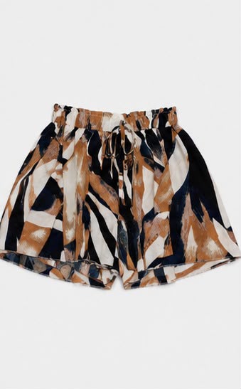 Short Estampado Abstracto de Cintura Alta