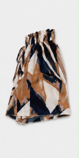 Short Estampado Abstracto de Cintura Alta
